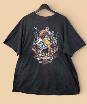 Vintage Avirex Y2K Biker Skeleton Graphic Black‎ T-Shirt